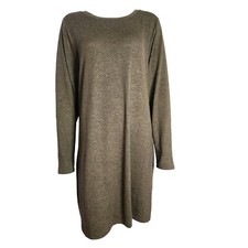 NWT DIP Solid All Green Long Sleeve Pullover Sweater Dress Womens Size XL