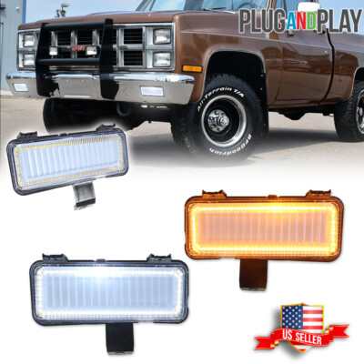 Clear Switchback LED Park Turn Signal Lights For 81-82 Chevy GMC PU Blazer Jimmy