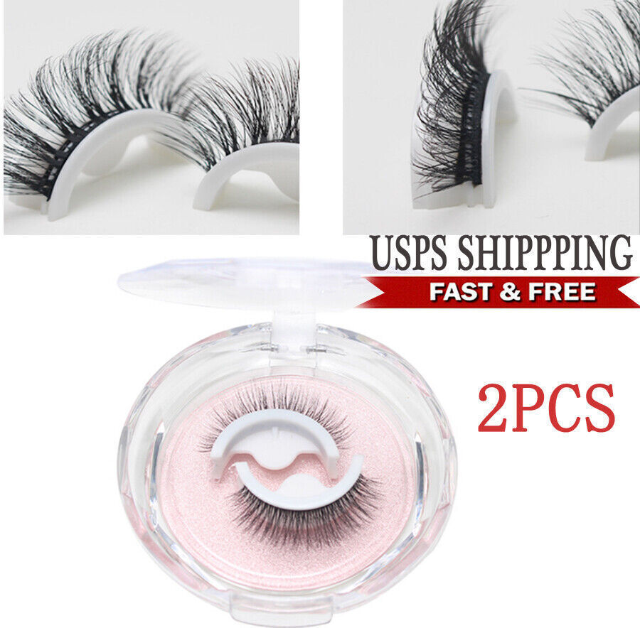 2PC Reusable Self-Adhesive Eyelashes Natural Multiple Reversible Glue-Free