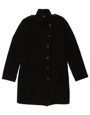Benetton Womens Military Overcoat Uk 10 Small Black Bb06