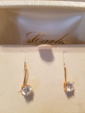 Beautiful sparkling 14K Yellow Gold Drop Earrings with 5mm Cubic Zirconia