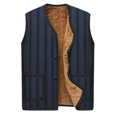 Men Cotton Vest Warm Velvet Waistcoat Winter Thick Casual Middle-aged Father
