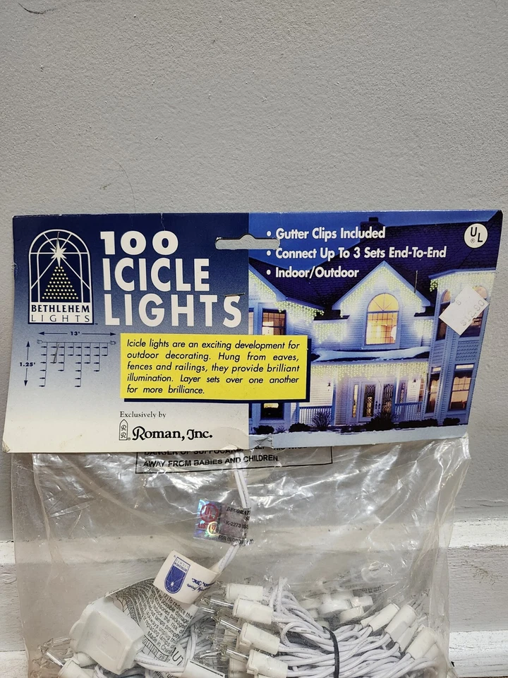 Luces de Belén de Roman Inc Luces de Hielo Luces de Interior/Exterior 3pk Foto 2 de 4