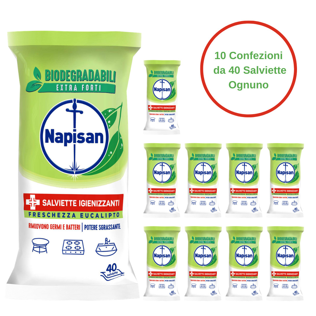 Napisan Salviette Igienizzanti Eucalipto Confezione da 10 Pezzi da 40 Salviette