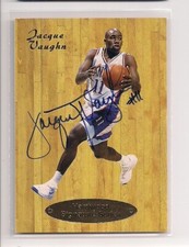 1997 JACQUE VAUGHN GENUINE ARTICLE *HARDWOOD* #22 ROOKIE AUTO KANSAS JAYHAWKS