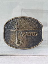 Vintage 1978 BTS Solid Brass Vetco Offshore Belt Buckle Oil Drilling Made in USA