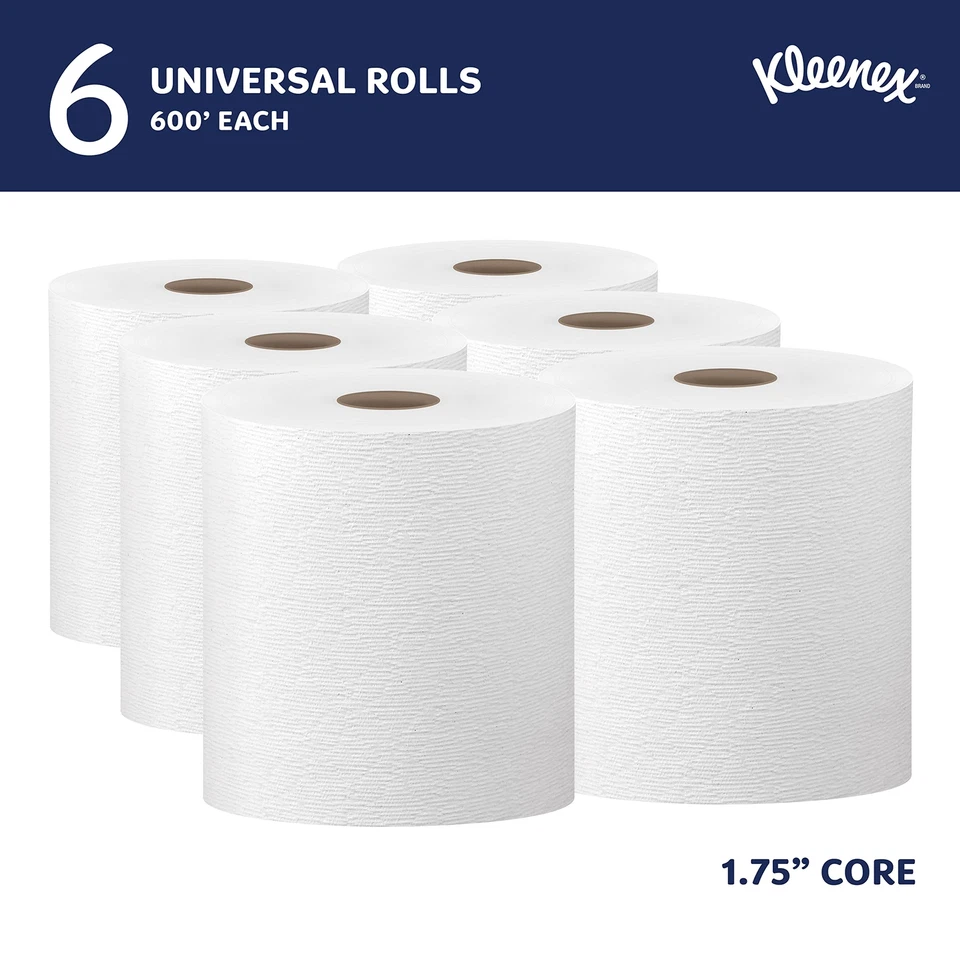 Kleenex Rollo de Papel Duro Toallas 6 Unidades 600 Hojas Premium Absorción Blanco Foto 2 de 4