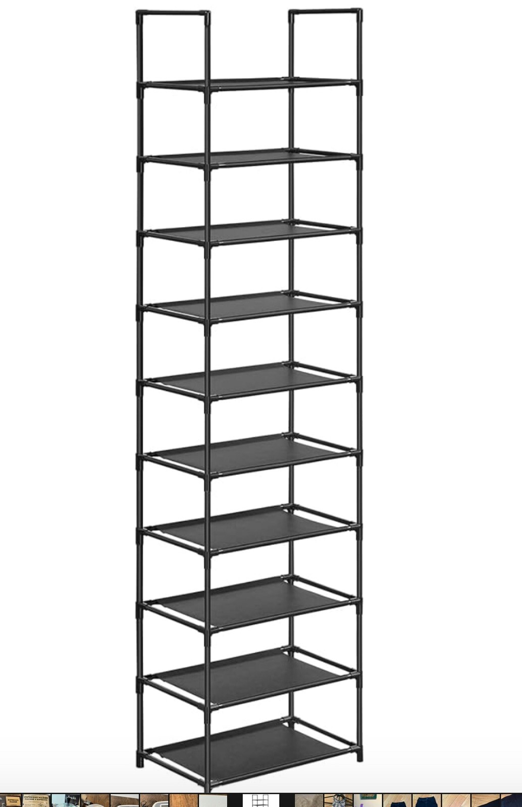 10-Tier Space-Saving Shoe Rack Organizer 11x17.7x68.1 Cloth & Metal-image