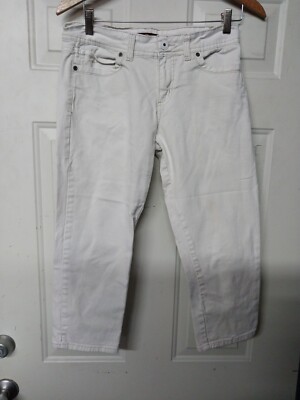 Jordache Womens Jeans Straight Crop White Stretch Denim Jeans Size