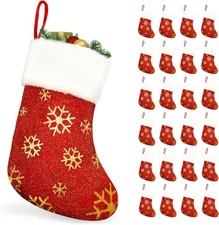 SYITCUN 24pcs Mini Christmas Stockings, 9” Stockings Bulk 