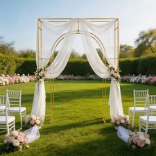Wedding Arch Backdrop Stand Gold Wedding Arches for Ceremony Square Metal Arch