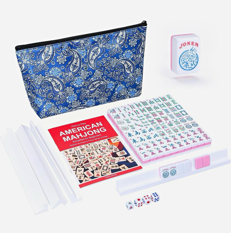MINI Gustaria American Mahjong Travel Size Set 166 Tiles w/ 4 Racks, Dice, Bag