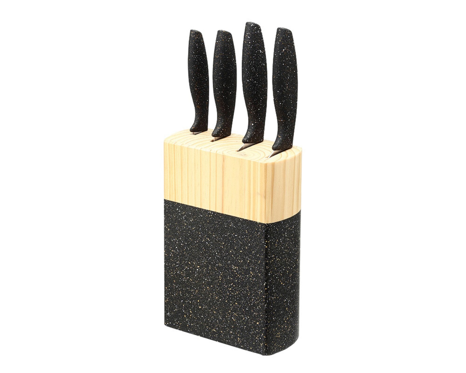 5-tlg Messerset mit marmoriertem Kiefernholzblock ergonomische Messer aus Stahl 7990₽