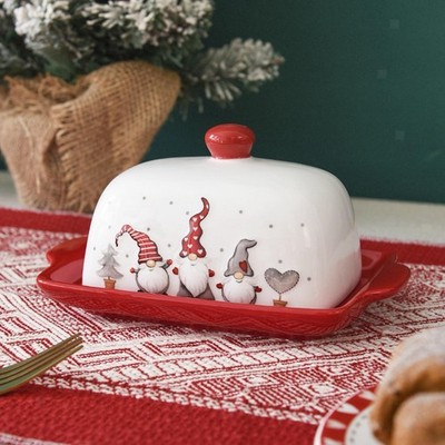 Weihnachten Butterdose Butterbehälter mit Deckel leicht für Brot und Toast