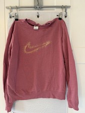 Nike women  s sweatshirt pink w/ gold swoosh sz S