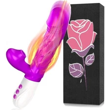 Dual Rabbit Vibrator Personal Massager 7 Thrusting&Suck modes Body Cordless Gift