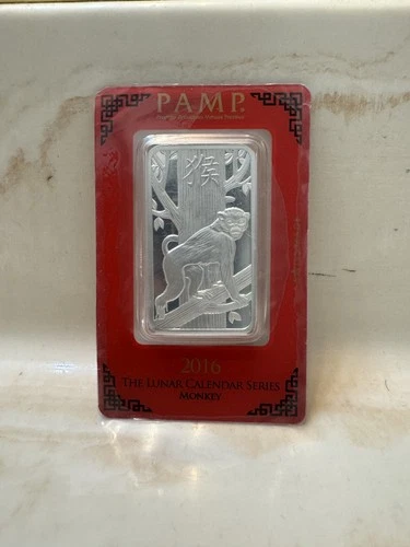 2016 PAMP Suisse Lunar Series Year of MONKEY 1 oz .999 Fine Silver in Assay