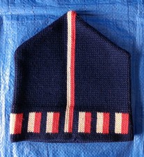 1970's Wigwam Ski/Snowboarding Hat Wool Beanie Red/White/Blue Striped