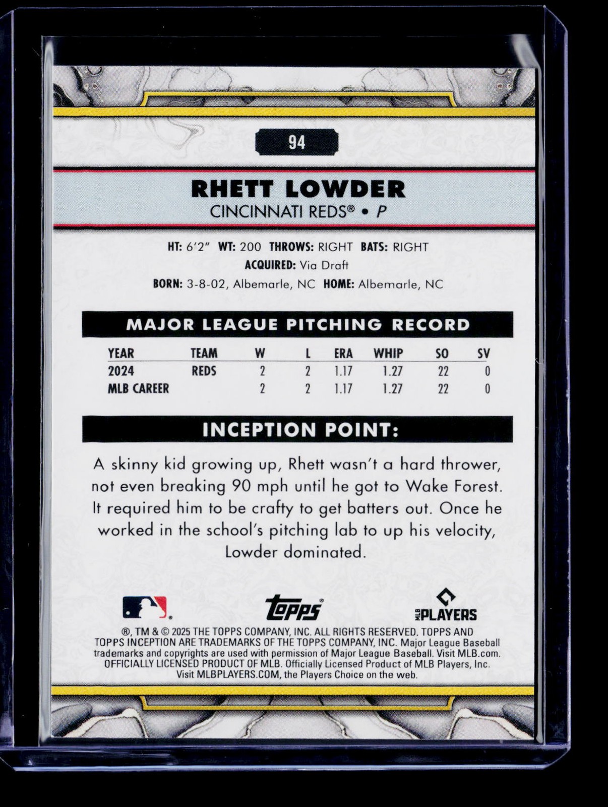 2025 Topps Inception #94 Rhett Lowder Green Rc | eBay