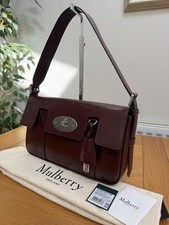 MULBERRY Bayswater East West black cherry shiny smooth classic calf bag.
