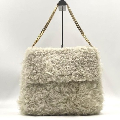Celine Gourmette Mouton Fur Shoulder Bag Chain Rare Used