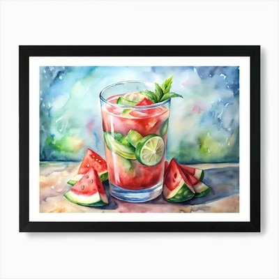 Wassermelone Gurke Kühler Sommer D gerahmtes Wandbild Poster Leinwanddruck Bild
