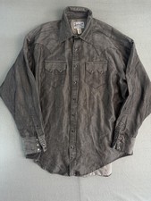 VTG Rockmount Ranch Wear Shirt Mens L Gray Western Preal Snap Button Up Tencel