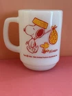Vintage 1965 Fire King Peanuts “SNOOPY, COME HOME” Milk Glass Coffee Mug