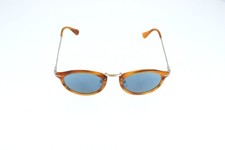 Persol Po3166s Striped Brown Light Blue Lenses Round Sunglasses 49-22-145