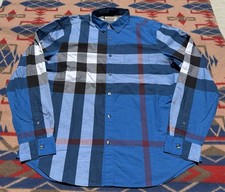 Burberry Check Poplin Shirt Mens XL Button-Do...