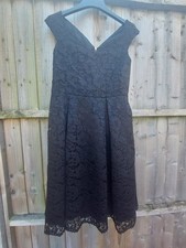 Sistaglam Black Floral Lace Dress Wedding Party Cocktail Party Midi Fit Flare 12