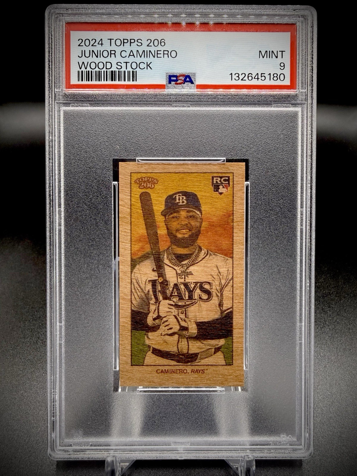 ⚾️🔥2024 Topps 206 Junior Caminero (RC) Wood Stock PSA 9 SSP POP 1 None ⬆️🔥⚾️