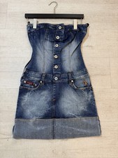 Baby Phat Blue Denim Skirt Cat Logo Embroidered Button Juniors Size 3