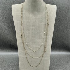 LOFT Necklace Gold Tone Crystal Beaded Multi ...