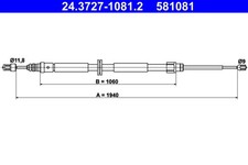Bremsseil Seilzug Feststellbremse ATE 24.3727-1081.2 für RENAULT MEGANE KZ0 3