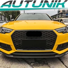 RS4 Style Gloss Black Honeycomb Front Bumper Grille For AUDI A4 S4 B9 2017-2019
