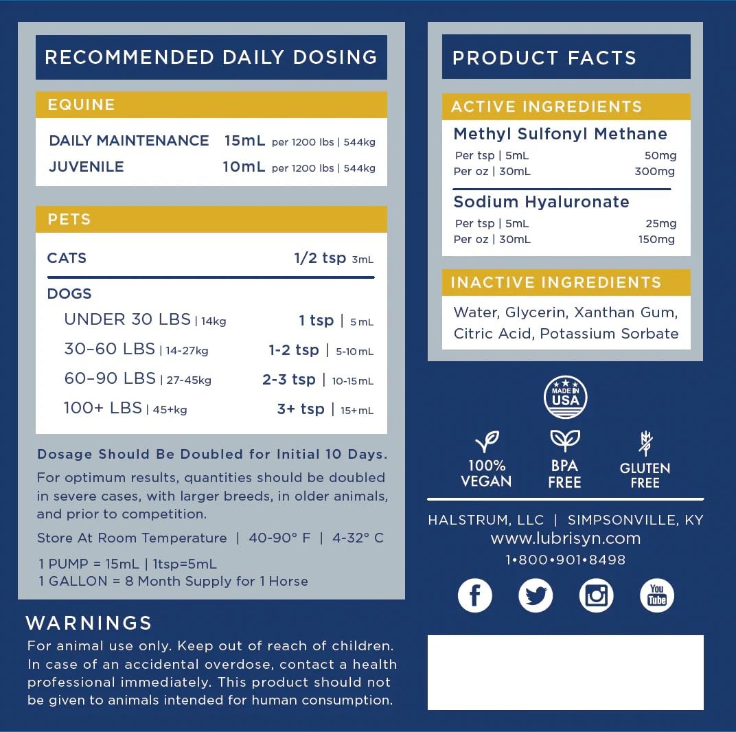 Hyaluronic Acid + MSM Joints Supplement, 16oz: Natural Pure HA Liquid Dog and...