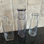 3 VTG Clear Glass Apothecary Bottles Set Lot 1936 Aqua Violet Bud Vase 6"-8.5" — photo 5