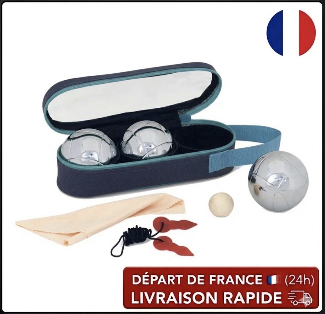 Triplette de pétanque en acier chrome K-RO 680g avec cochonnet et mesureur