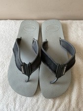 HAVAIANAS men?s grey canvas toe post flip flop size 43/44