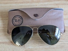 Vintage B L Ray Ban Bausch  Lomb Gold Plated Green Lens Aviators w/Case
