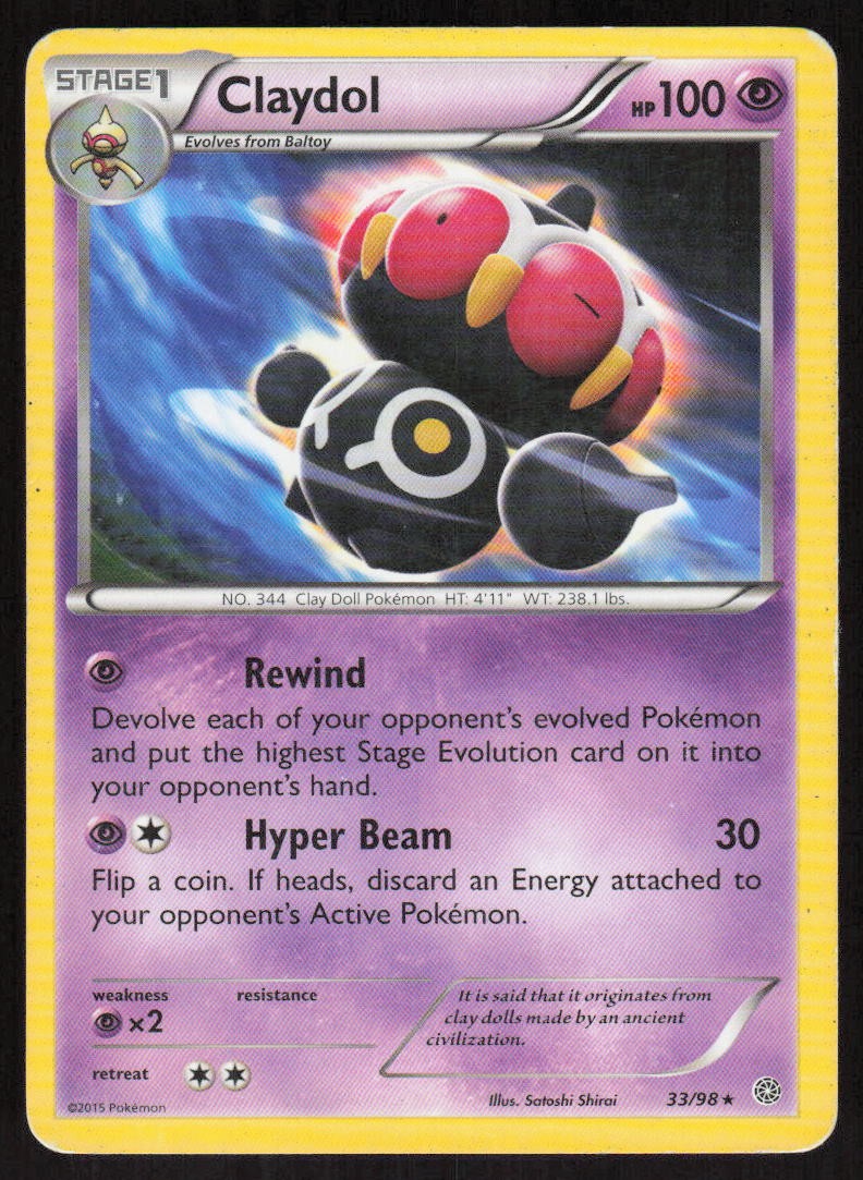 Pokemon Claydol Rare 33/98 XY - Ancient Origins LP