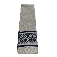 Vtg Eddie Bauer Gray Blue Fair Isle Snowflake Knit Wool Blend Scarf Made In USA
