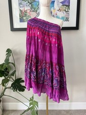 GORGEOUS 100 Cotton Vintage Colorful Beaded Summer Skirt Medium