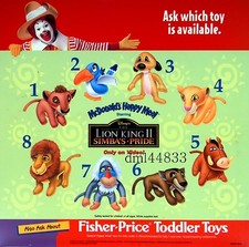 1998 McDonalds Lion King Simba's Pride MIP Complete Set of 8, Boys  Girls, 3 