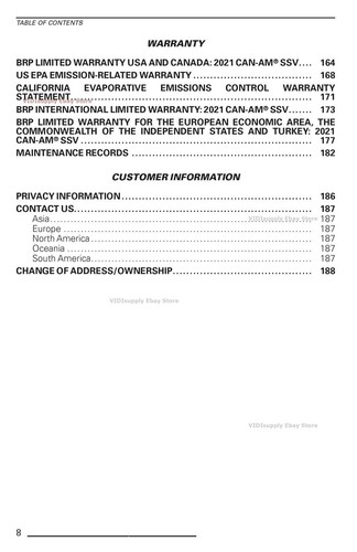 Can-Am 2021 Maverick Trail Maverick Sport 800 1000 1000R Owners Manual PAPERBACK - Picture 8 of 8