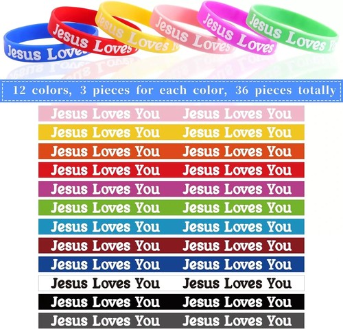 36 Piezas Pulseras Jesús Te Ama Coloridas Pulseras de Silicona Pulseras de Goma Ch - Imagen 6 de 6