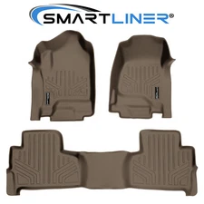 SMARTLINER Custom Fit Floor Mats 2 Rows Liner Set Tan 2015-2020 Tahoe GMC Yukon