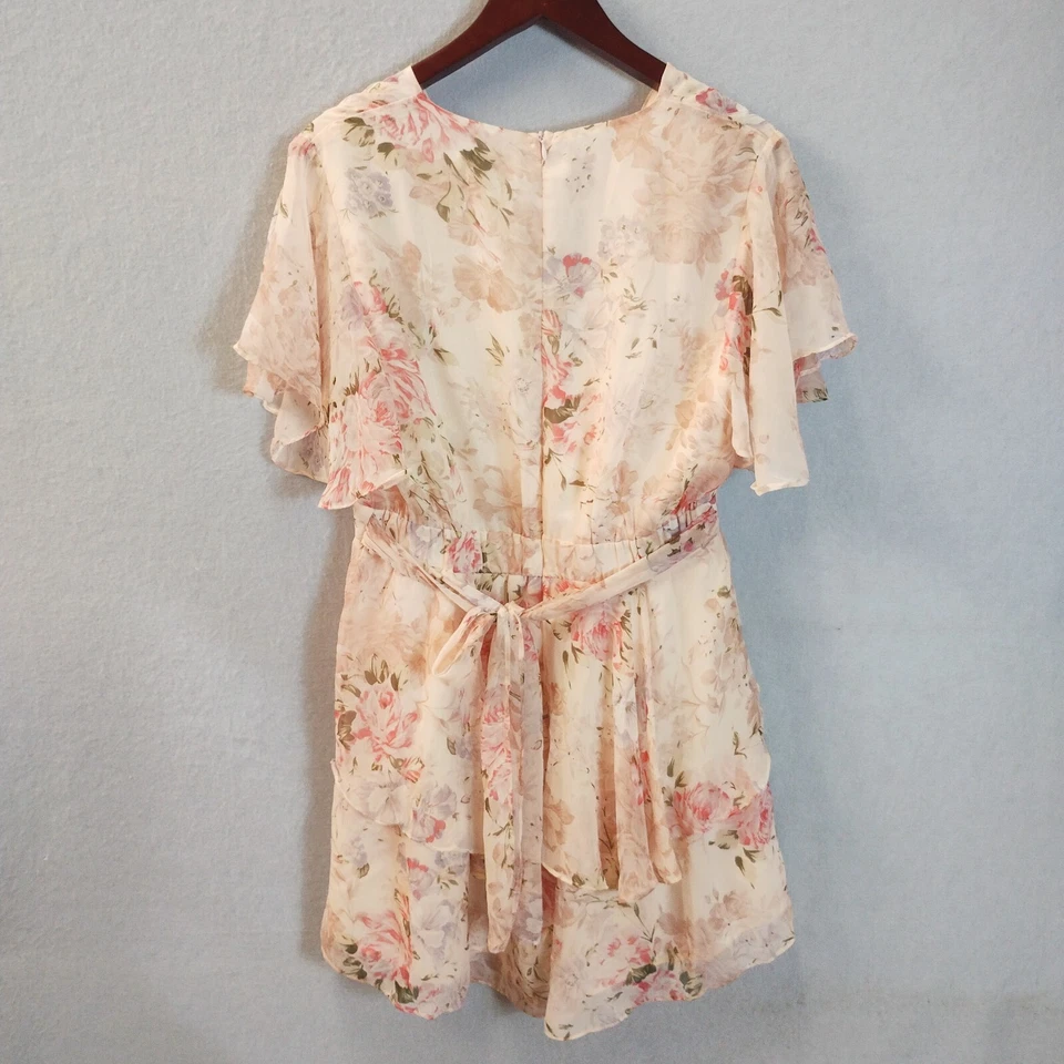 Chasing Kate by St Frock Womens Size 14 Cream Antique Rose Floral Romper Dress - image 3 of 4