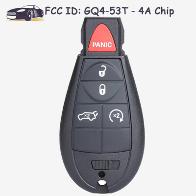 Remote Fobik Key Fob 5 Button 433MHz 4A Chip GQ4-53T for 2014-2019 Jeep Cherokee